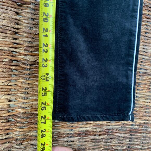 NWT AG The Isabelle High Rise Straight Crop Black Stretch Velvet 27 Side Stripe - Picture 9 of 14